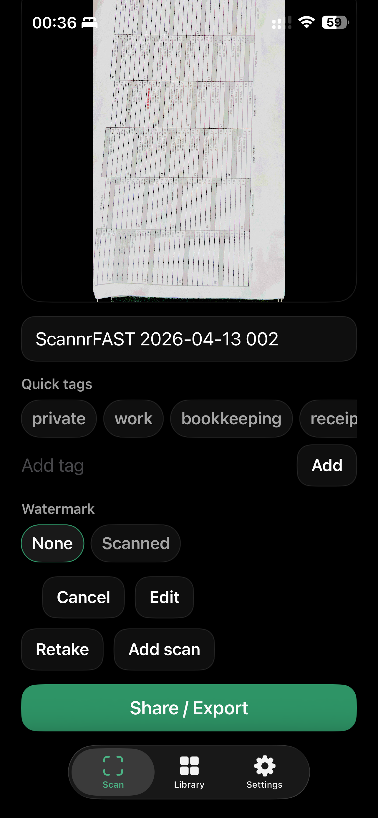 NyaScan review options screenshot